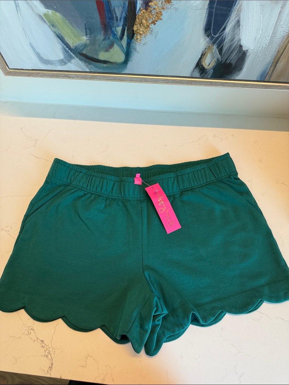 Lilly Pulitzer Emerald Green Scallop Hem Athletic Shorts